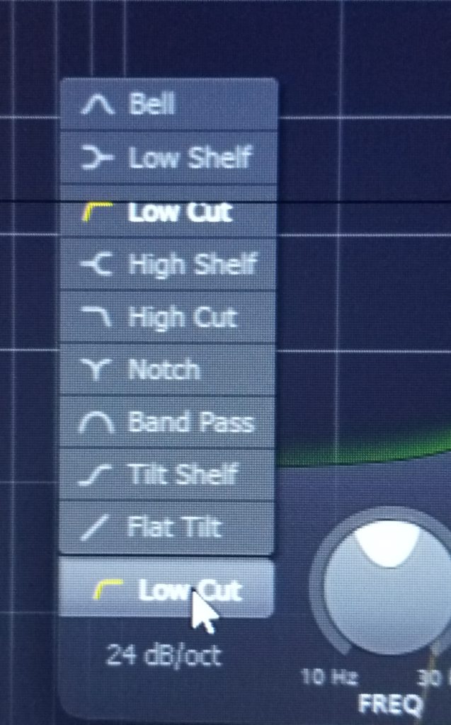 Pro-Q 3 types of EQ curves